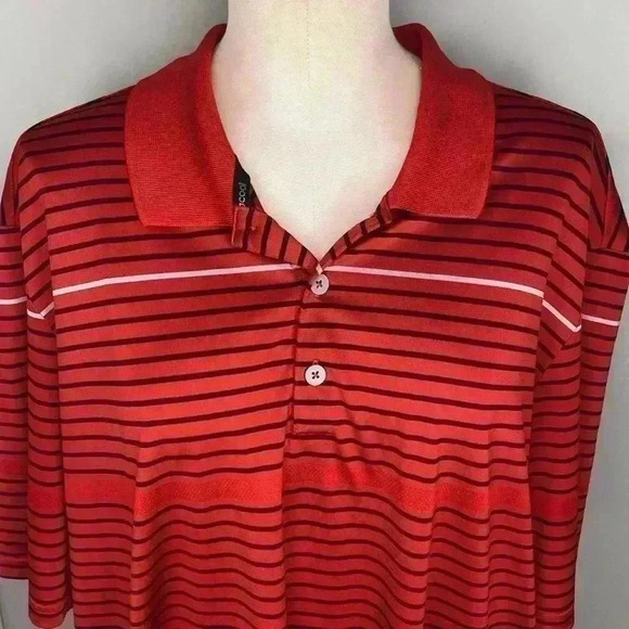 Adidas Men's Clima Cool Red With Black Stripes Polo Size 2xl - Picture 2 of 5